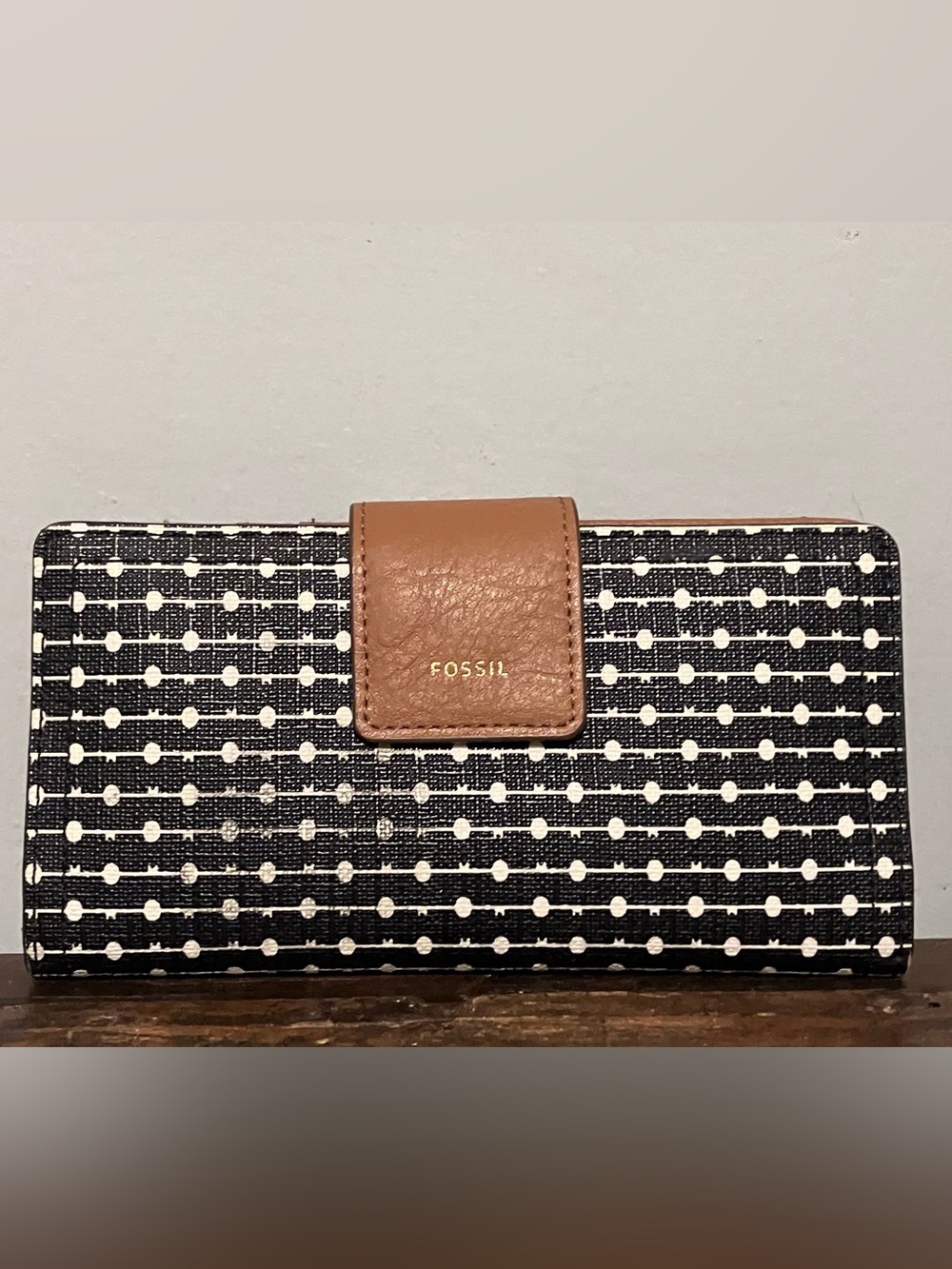 Fossil Emma Large Black Stripe Wallet